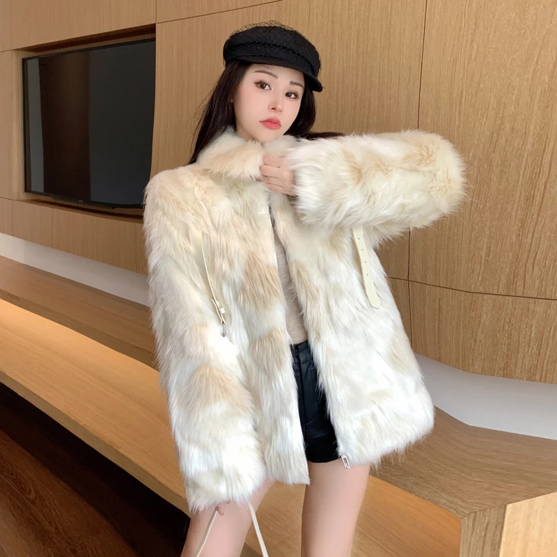 MiiiiX Elegant Imitation Fox Fur Coat Women Faux Fur Thicken Jacket 2024 Winter Plush Soft Loose Outerwear Casual Female Clothes