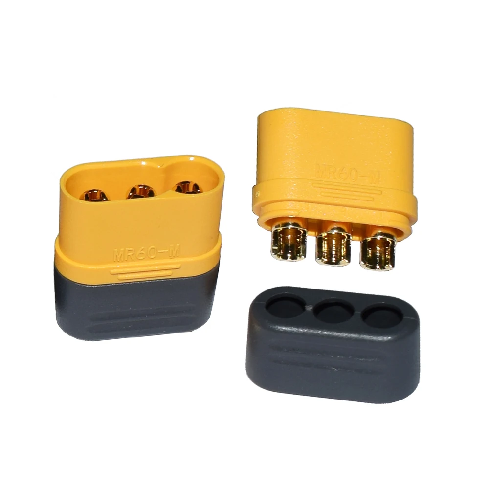 Amass MR60 MR60 Male W/Protector Cover 3.5mm 3 Core Connector T Plug Interface Connector Sheathed for RC Model (5 Pair/10 Pair)