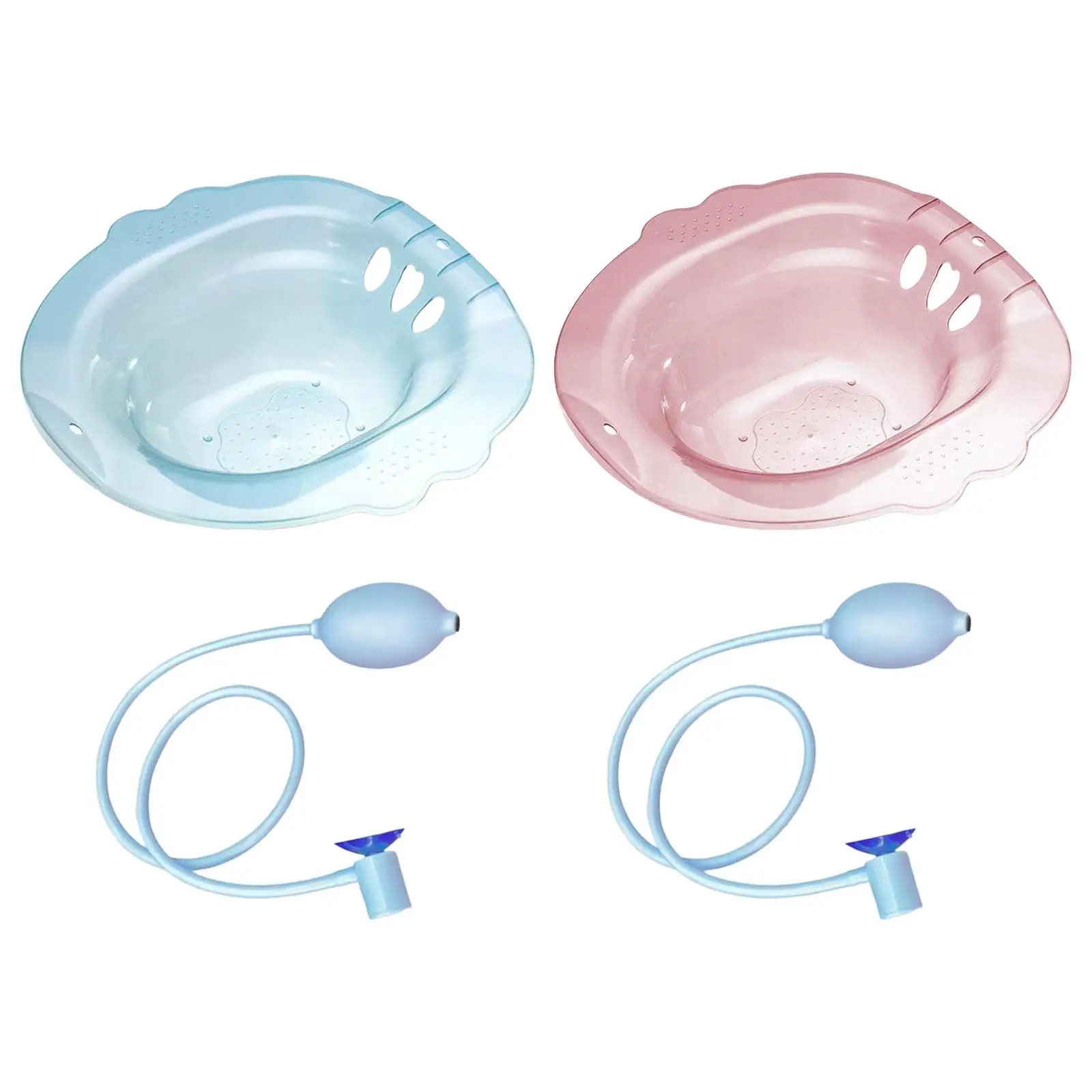 Portable Sitz Bath Toilet Tub PP Plastic Stable Design Overflow Holes Wide Seating Area for Elderly and Postpartum