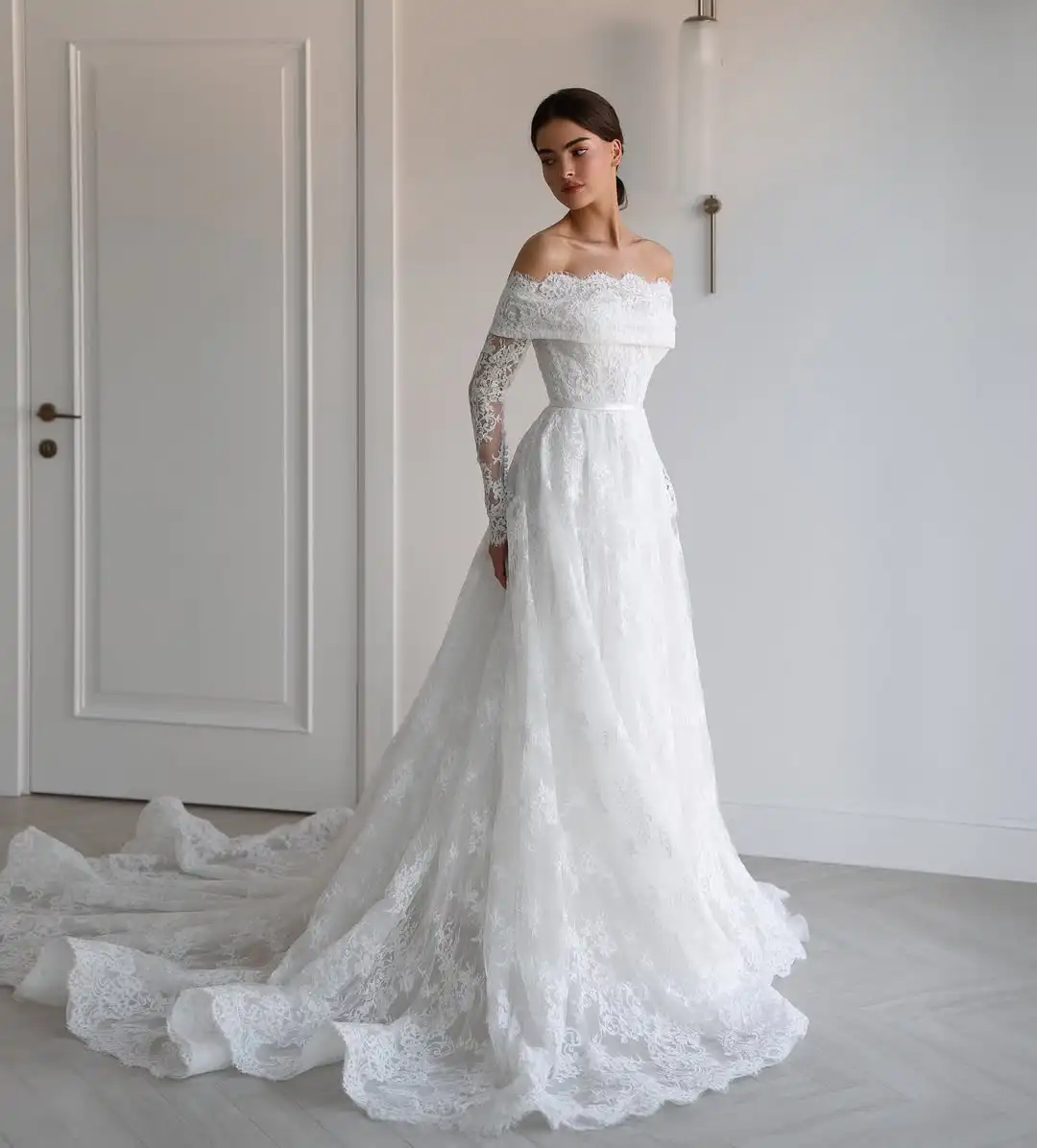 

Lace Wedding Dresses Long Sleeve Dress Vestido De Novia Elegante Bespoke Off Shoulder Bridal Noiva Weddings Vestidos Casamento