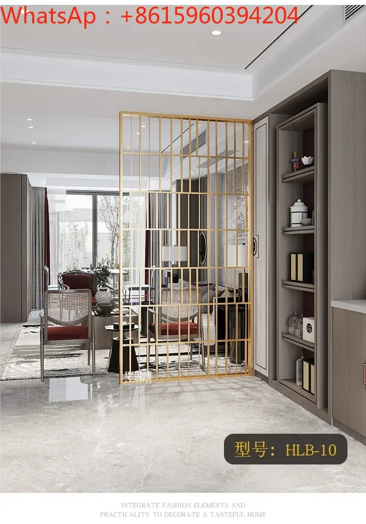 Customized light luxury stainless steel screen partition wall titanium simple post-modern living room door metal porch