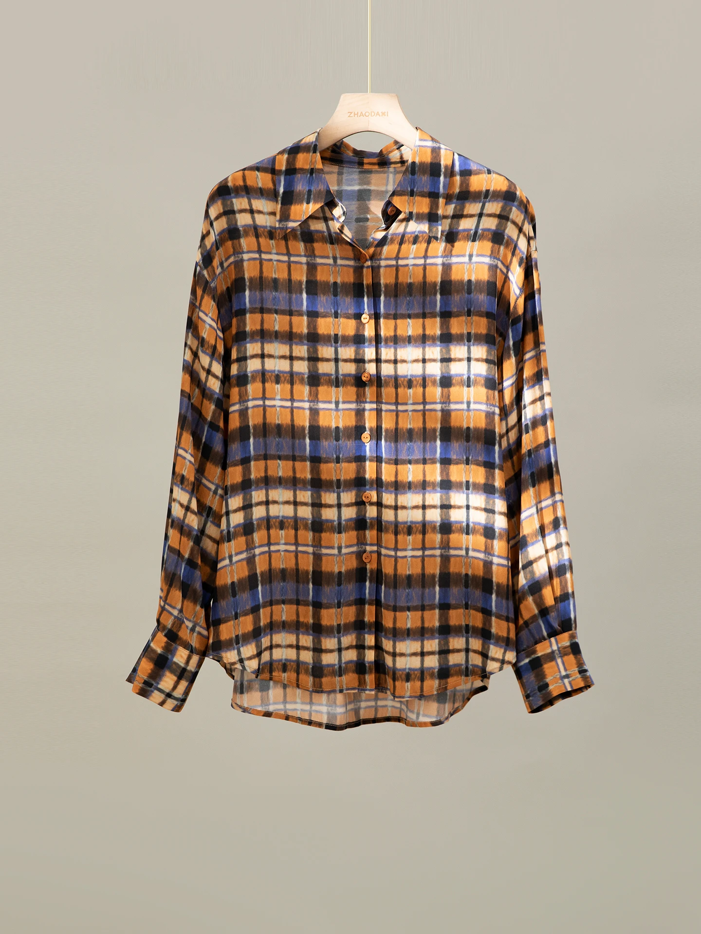 

Шелковая рубашка ZhaodaXi, 100% шелк, повседневная, в полоску, с цветными блоками и сетчатым узором, универсальная, для отдыха, женская деловая повседневная рубашка