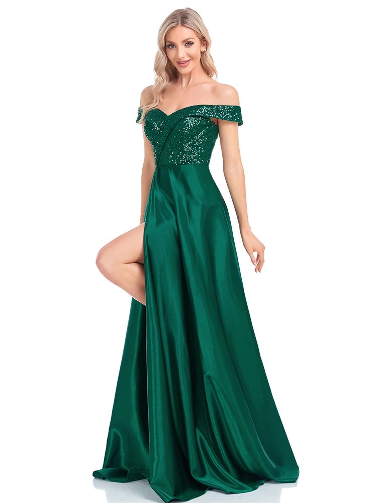 XUIBOL-vestido de noche largo con lentejuelas para mujer, vestido de dama de honor elegante con Espalda descubierta, largo, Formal, para fiesta de graduación