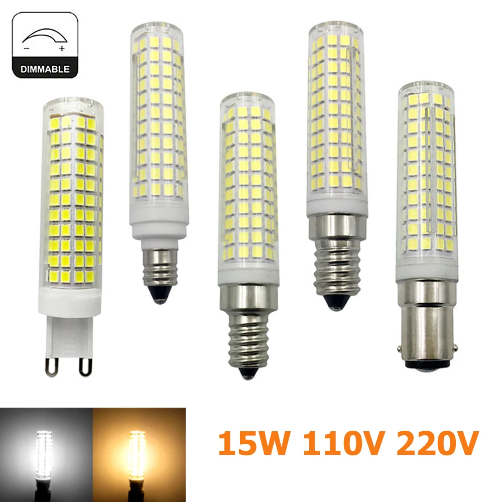 

Dimmable LED Bulbs 15W 136LEDs G9 Corn Bulb 110V Mini 220V Bright White 2835Smd Home Lighting For Decoration Living Room