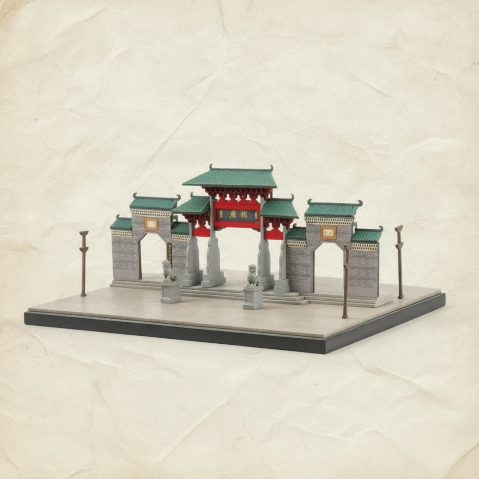 Miniature Temple Gate 1:64 Scale Temple Model Scenic Model with Base Traditional Chinese for Collectors, Shelf Display view 6