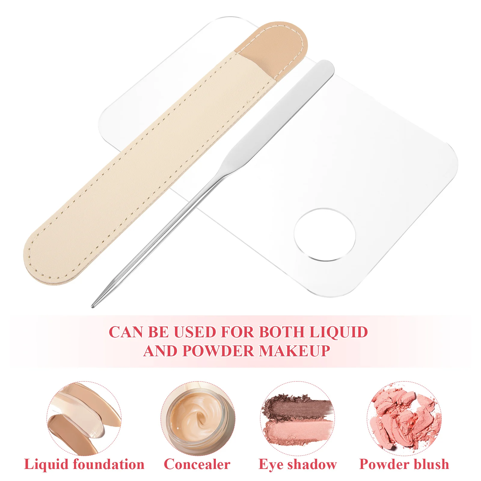 

1Set Spatula Stainless Steel Makeup Mixer Foundation Spatula Long Handle Easy to Clean Durable Beauty Tool Set