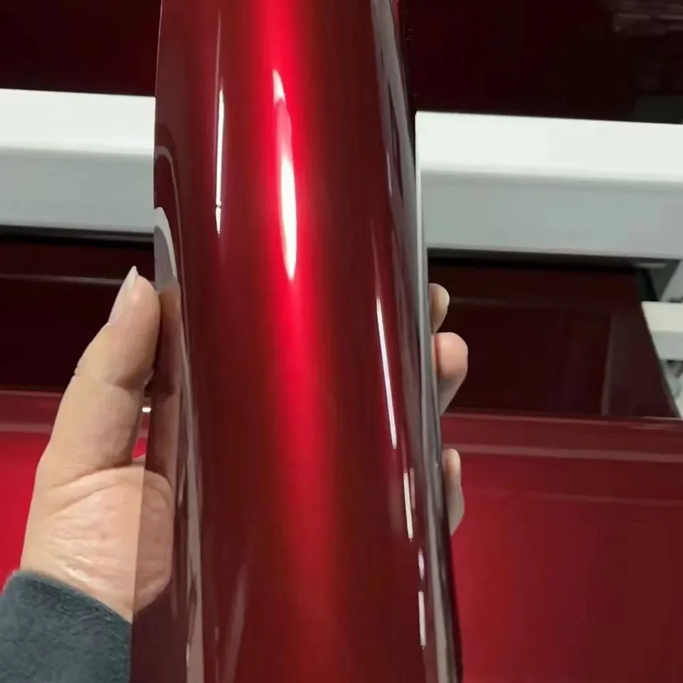 2025 High Quality Glossy Liquid Metallic Gentiana Red Vinyl Wrap Film for Car Body Decoration Bubble Free