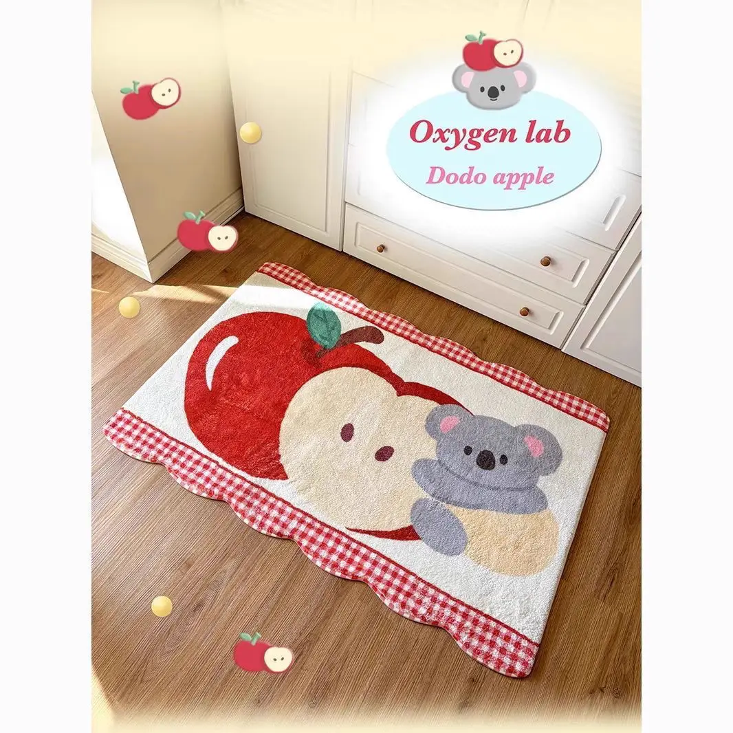 Koala Baby Imitation Cashmere Carpet Cartoon Creative Personality Girl Bedroom Bed Decoration Cute Red Apple Floor Mat