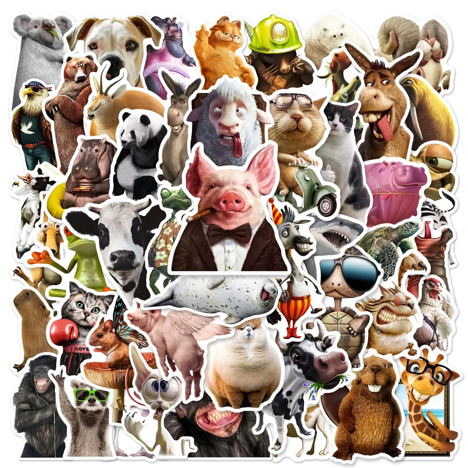 50Pcs Funny Realistic Animal Series Graffiti Stickers Suitable for Laptop Helmets Desktop Decoration DIY Stickers Toys Wholesale