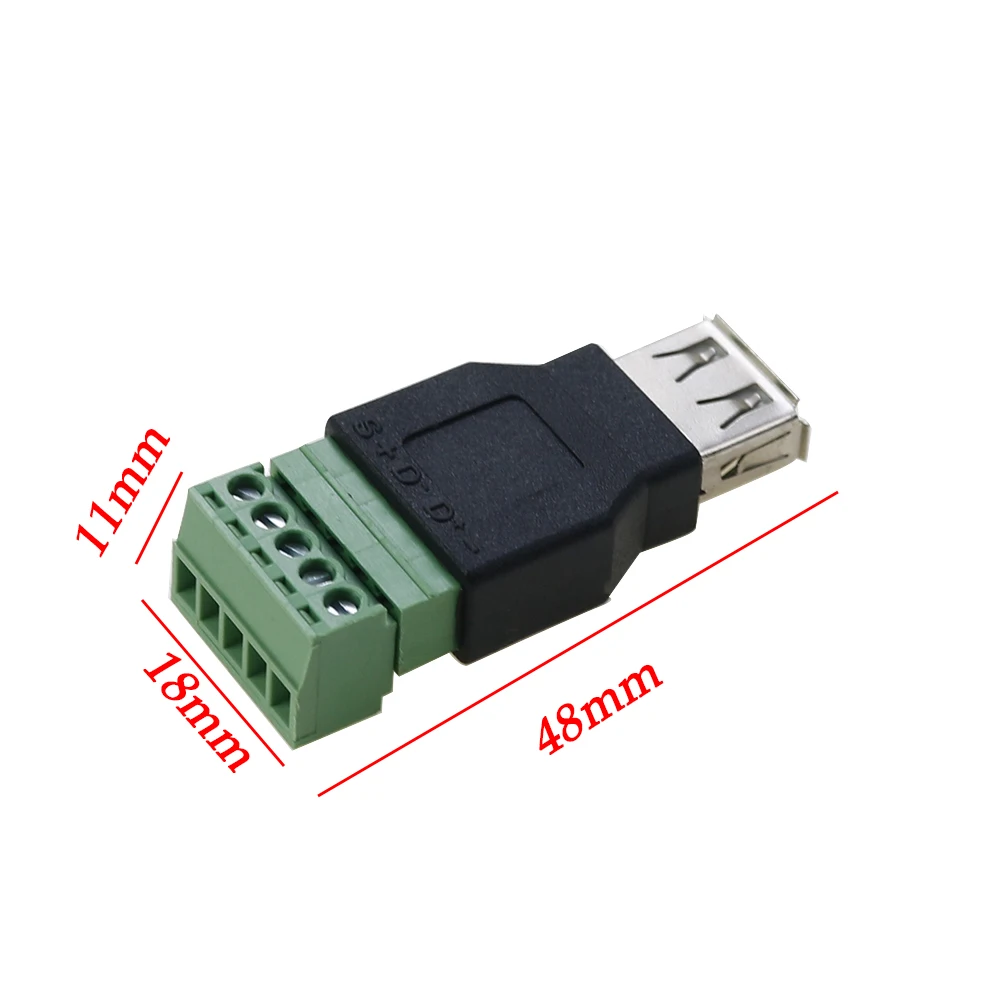 1pcs USB 2.0 Type A Male/Female to 5 Pin Screw Connector USB Jack with Shield USB2.0 to Screw Terminal Plug