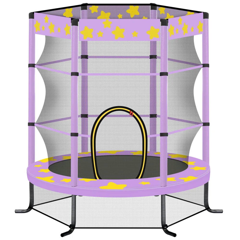 ترامبولين للأطفال مقاس 55 بوصة مع شبكة أمان للاستخدام الخارجي والداخلي