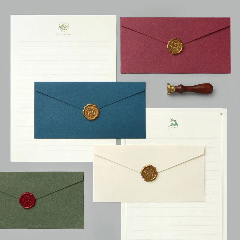 50pcs/lot 22x11CM Kraft Paper Vintage Envelope Wax Seal for Wedding Invitations Greeting Cards Festival Blessing Letter Western