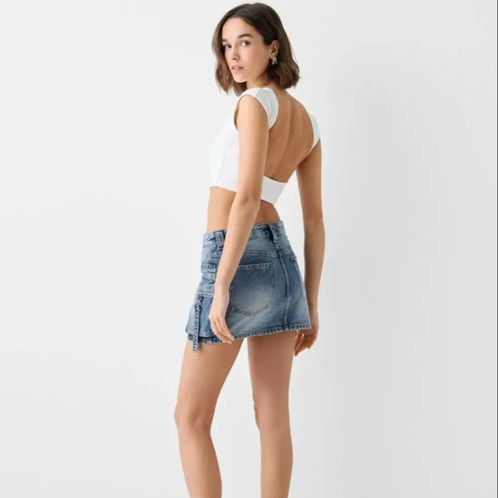 

Spice Girls Denim Skirt Anti-Slip Double Denim Skirt Women's Stretch High-Waisted Slimming Workwear Skirt