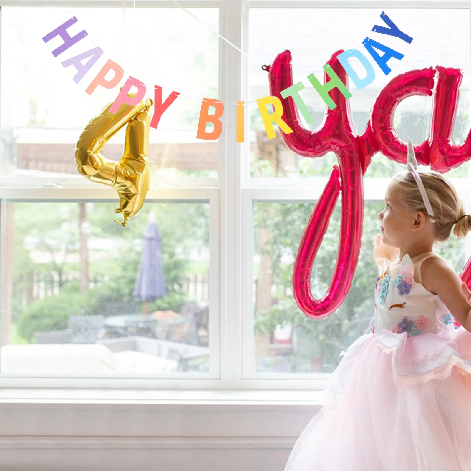 

1Set Birthday Party Decoration Happy Birthday Paper Letters Banner Colorful Garlands for Celebration Wall Hanging