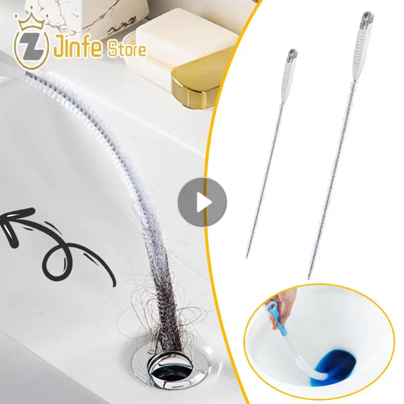 1Pcs Pipe Dredging Spiral Brush Sink Drain Overflow Cleaning Brushes Bathroom Sewer Hair Catcher Clog Plug Hole Remover Tool