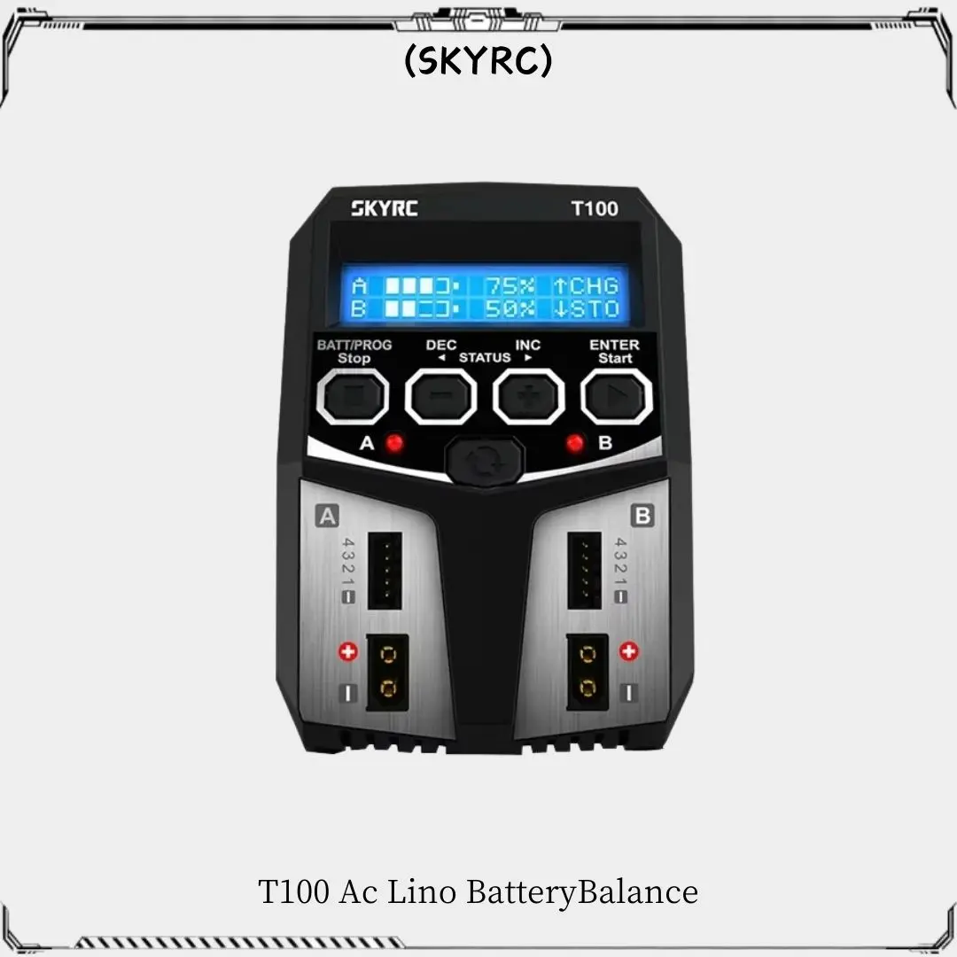 SKYRC T100 AC Lipo Battery Balance Charger Dual 5A 2X50W 2-4S Charger for NiMH / NiCd / LiPo / LiFe / Lilon / LiHV / Pb battery