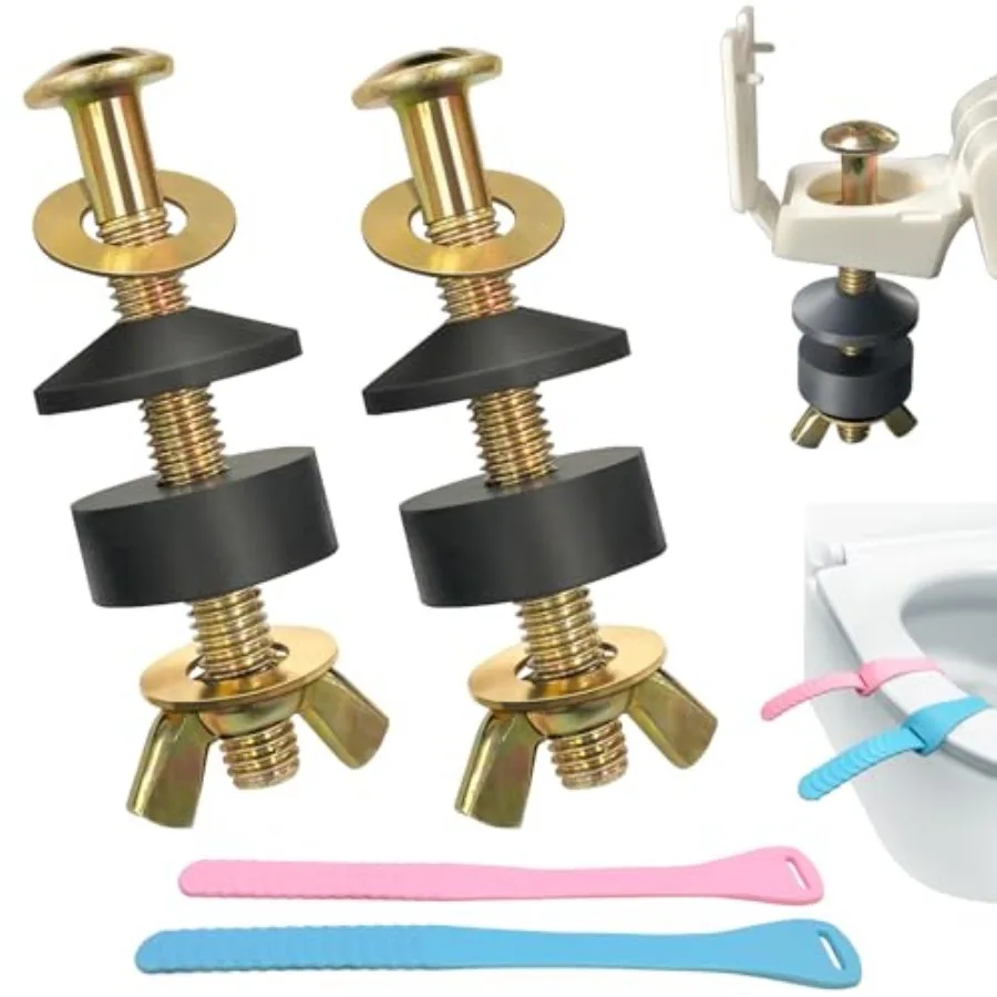 

Toilet Seat Screws Replacement Kit, Toilet Seat Bolts Replacement Kit, Metal Toilet Seat Fastener with Toilet Seat Lifter Tab,