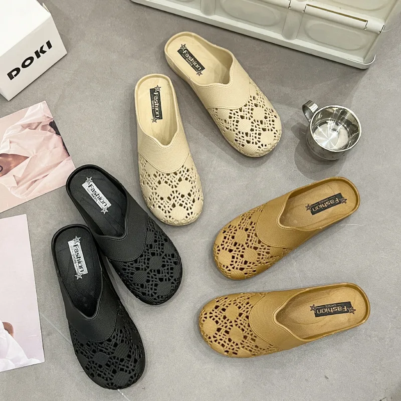 

​Women Platform Slippers with Lace-Up Design Cushioned Footbed Breathable House Slides for Indoor Lounge Comfort Spa Wear