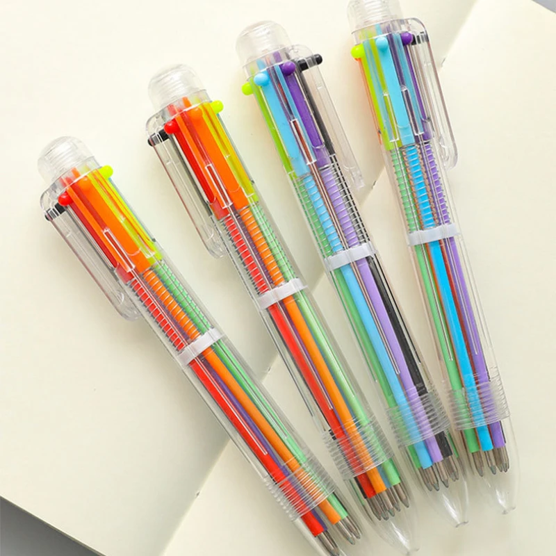 1/4PCS Multi 6 Color In One Set Red Blue Black Ball Point Ballpoint Pen For Writing School Office Supplies Stationery Kids볼펜