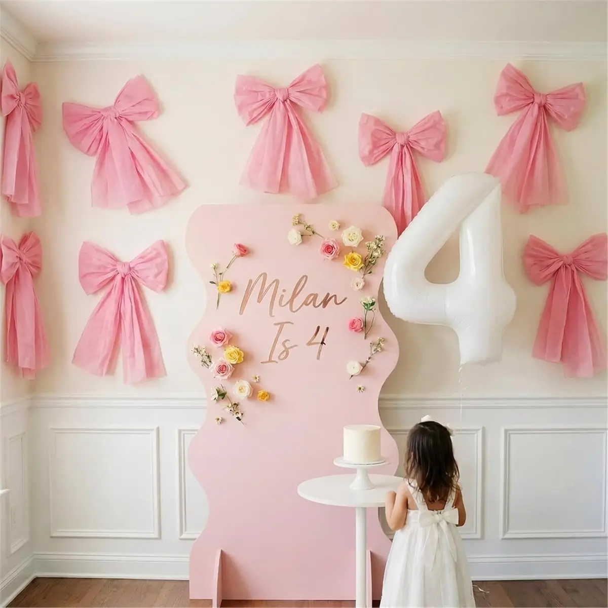 [NEW] 8 Pcs Pink Bow Decor, Giant Pink Bow, 85x50cm Pre-Tied Bows Decor for Wedding Birthday Backdrop Bridal Shower
