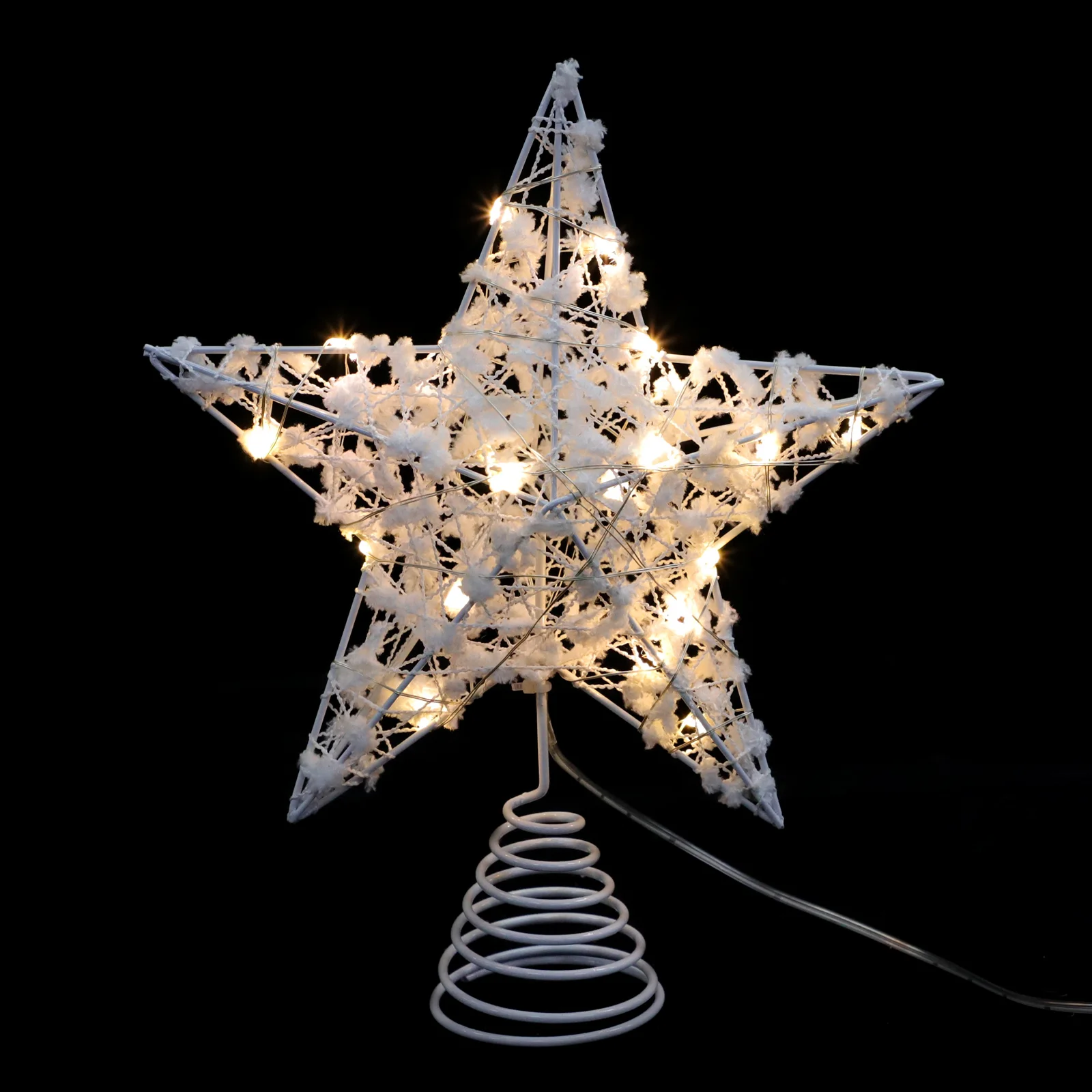 Topper d'arbre de Noël d'étoile lumineuse, décor d'or, accessoire de Noël, lumières LED, lampe d'artisanat de fer