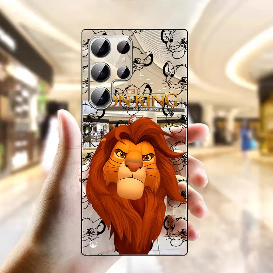 Shockproof Case for Samsung Galaxy S24 S23 Ultra S20 S21 FE S22 Plus Clear Silicone Shell Phone Cover Cartoon Lion King Funda