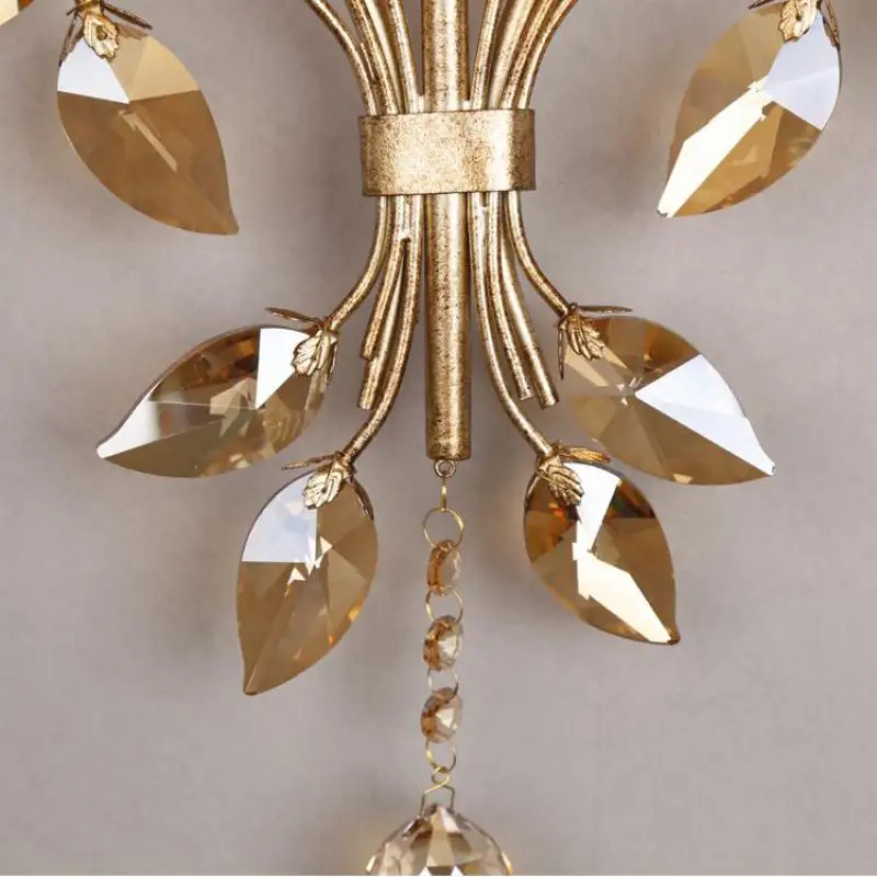 Hotel project deco Antique gold Crystal Wall Sconce Led Arandela Bar lighting Dining Room Loft Industrial Vintage Wall fixtures
