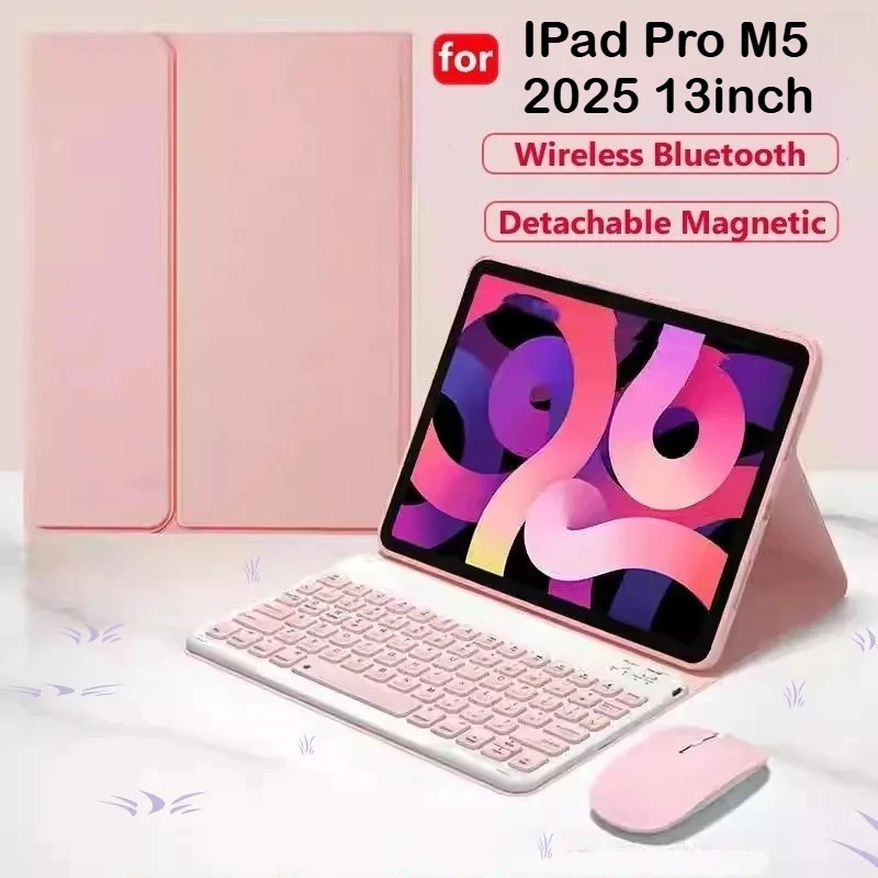 Keyboard Tablet Case for New IPad Pro M5 13Inch 2025 Smart Detachable Magnetic Keyboard Bluetooth PU Shockproof Protective Cover