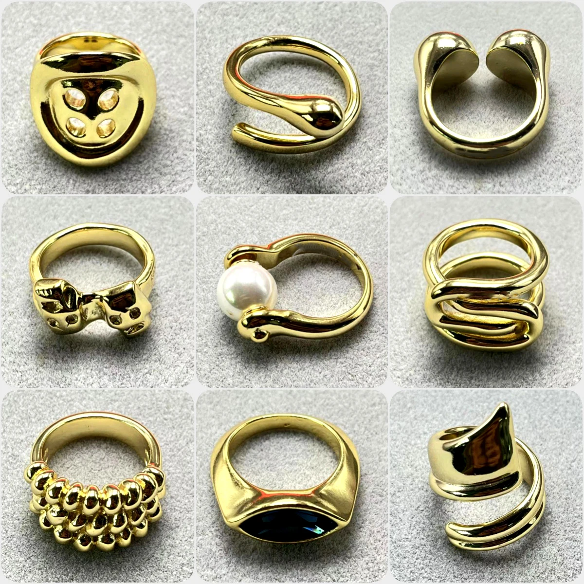 2025 popular Spanish uno original jewelry 18k gold-plated button ring spiral opening, geometric surround, skull accessories