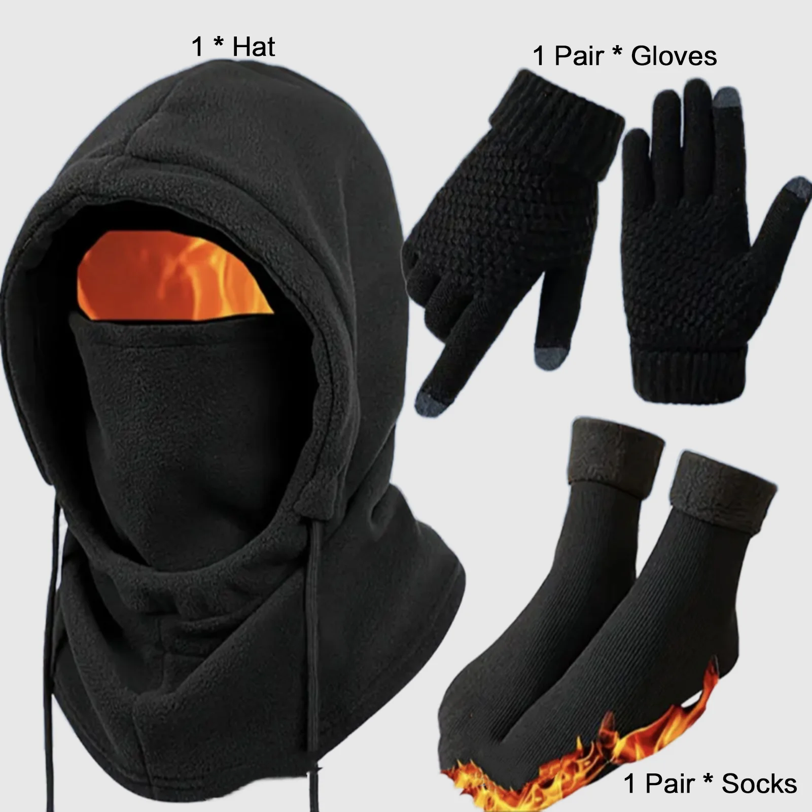 3-4 قطع من قفازات قبعة الشتاء، مجموعة جوارب مقاومة للرياح ومضادة للانزلاق وقابلة للتمدد للجنسين للرياضات الخارجية والاستخدام اليومي