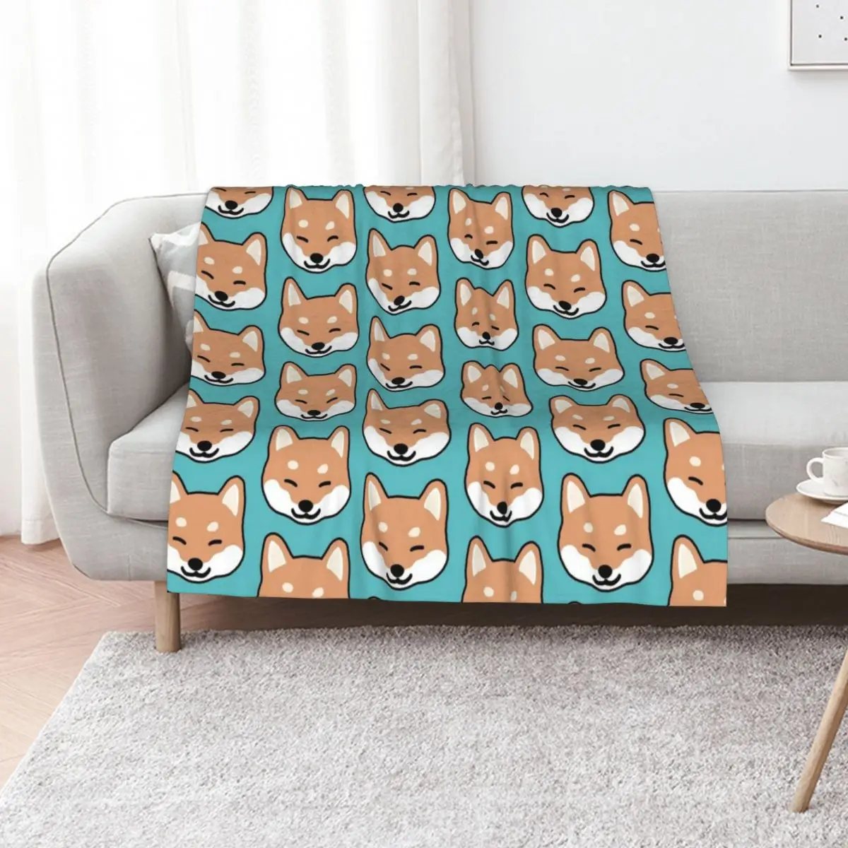 Shiba Inu Blinking Throw Blanket Stuffeds wednesday For Decorative Sofa Soft Plush Plaid decorative for winter Blankets