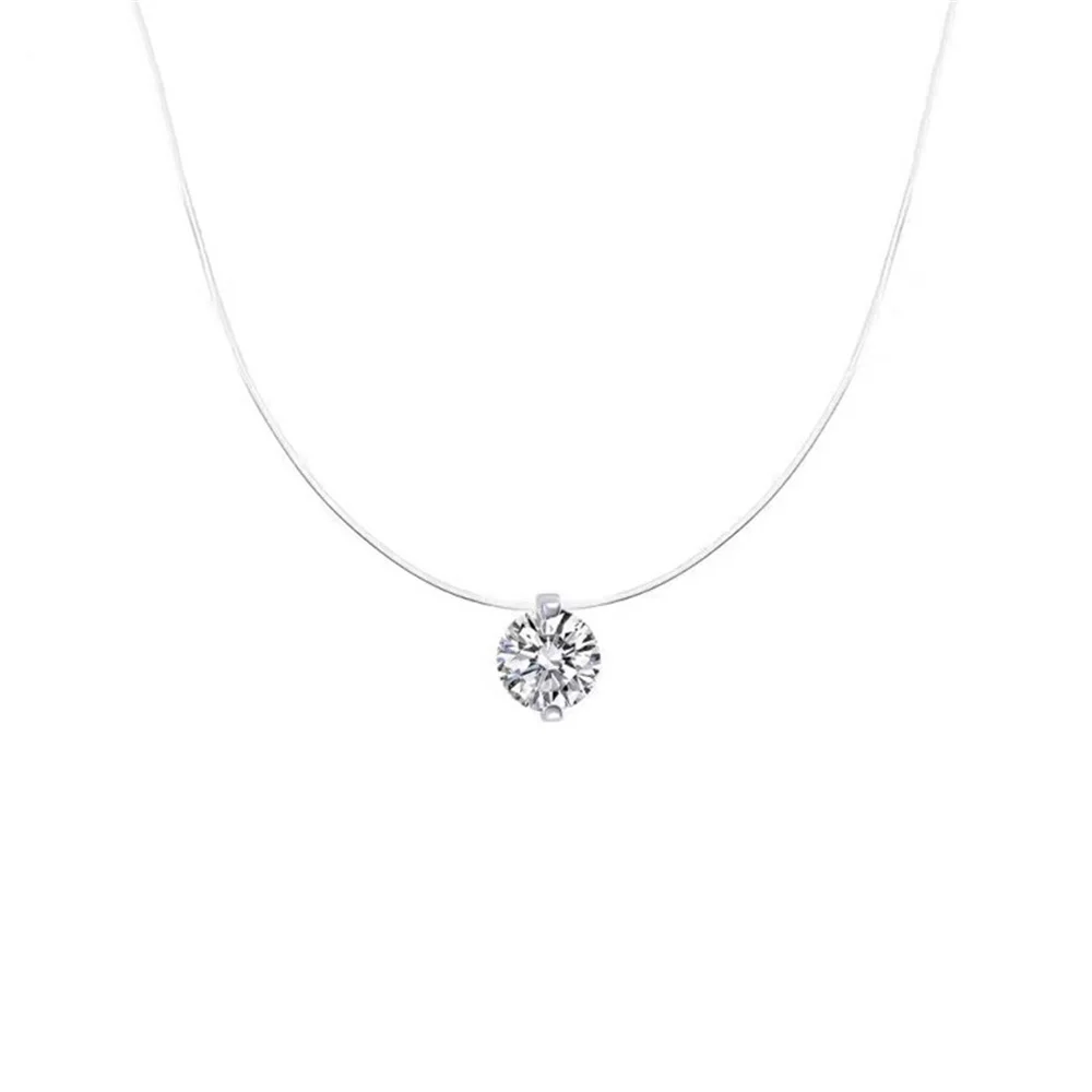2020 New Crystal Rhinestone Chocker Necklace Transparent Fishing Line Women Heart Invisible Chain Choker Necklace On Neck Gift