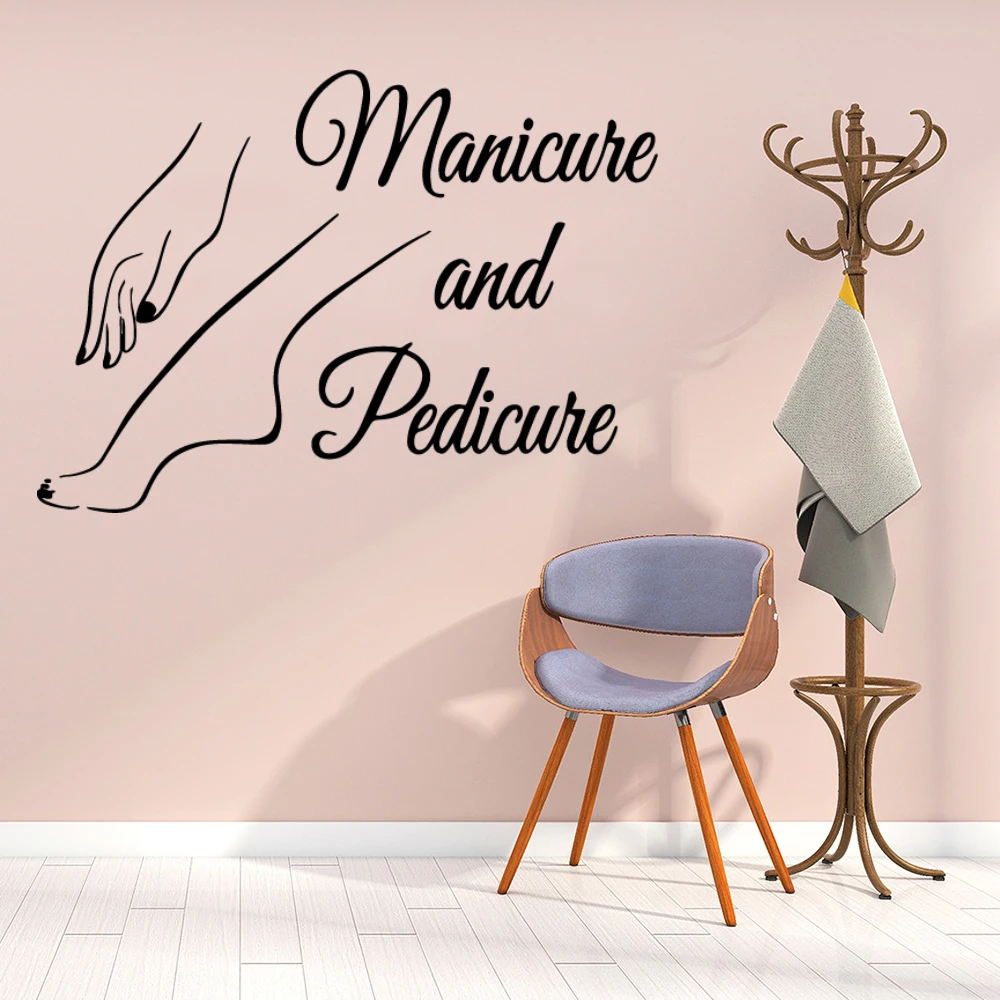 1pc Nail Wall Sticker Diy Wall Decoration Room Decor Vinyl Self-adhesive Art Wall Sticker Suitable for Beauty Salons