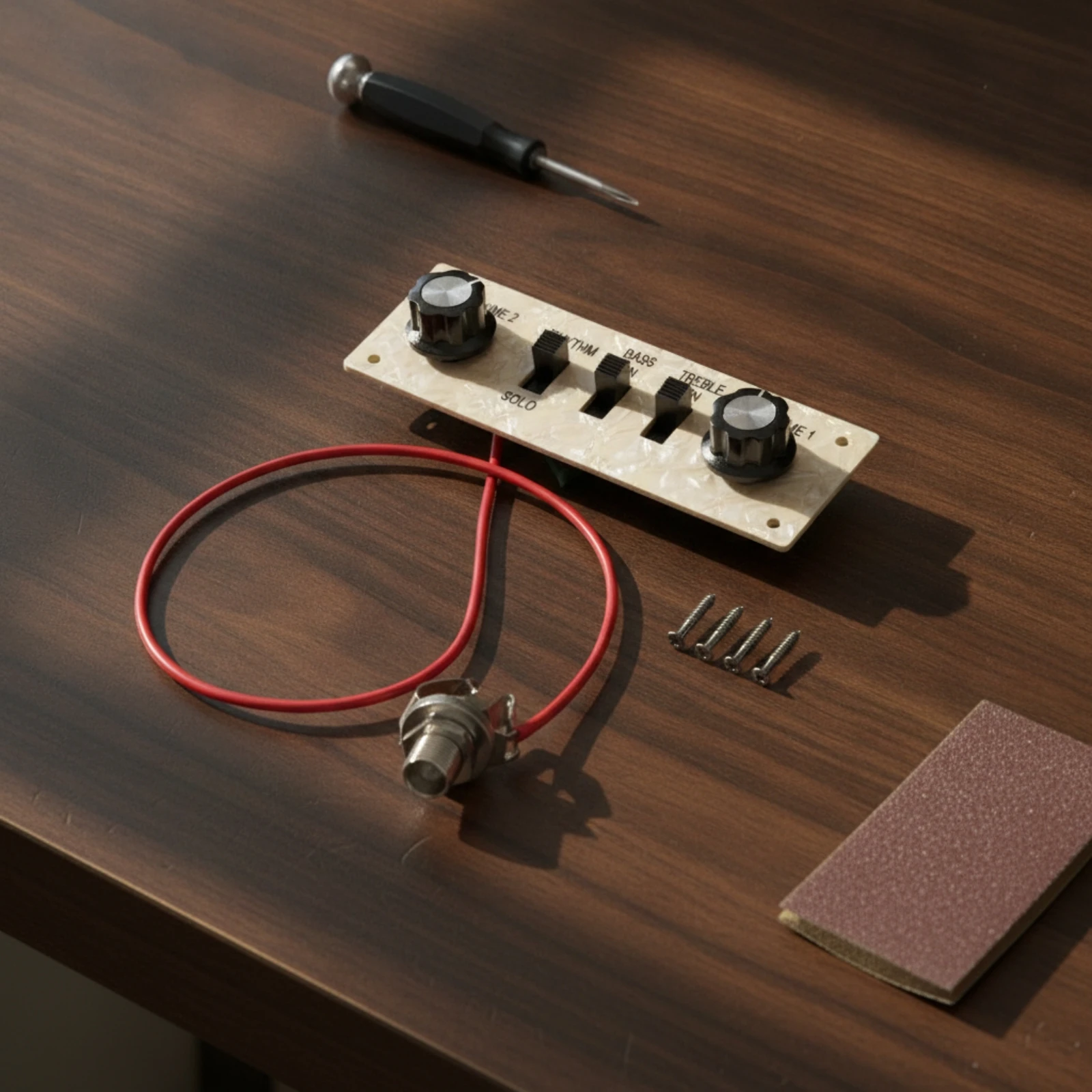 Control Plate with Knobs and Jack Alloy Prewired Control Plate Wiring Harness Precision Fit Decorative for Guitarists