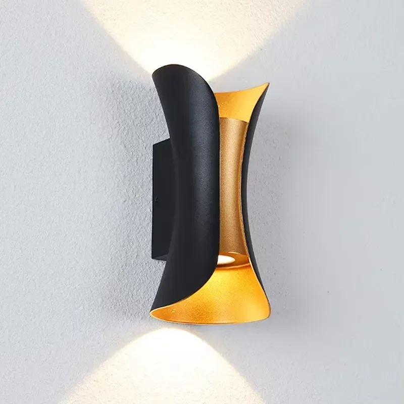 Modern 60 90 Incandescent Bulbs Garden Decor Waterproof Light Emitting Diode Outdoor Wall Light Black and Gold/White and Gold