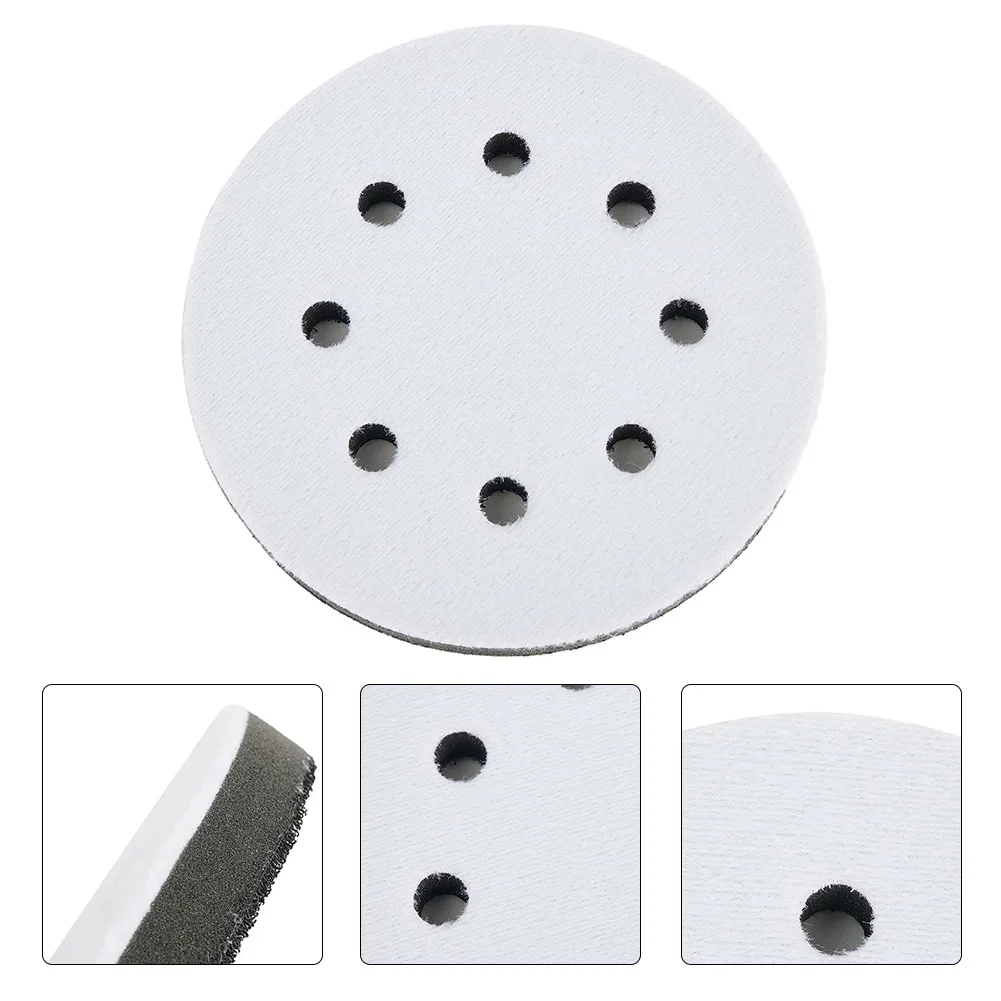 1Pcs 5In Soft Sponge Interface Pad 125mm 8 Holes Protective Pad Hook & Loop Sanding Pads Backing Plate Sander Polishing Grinding