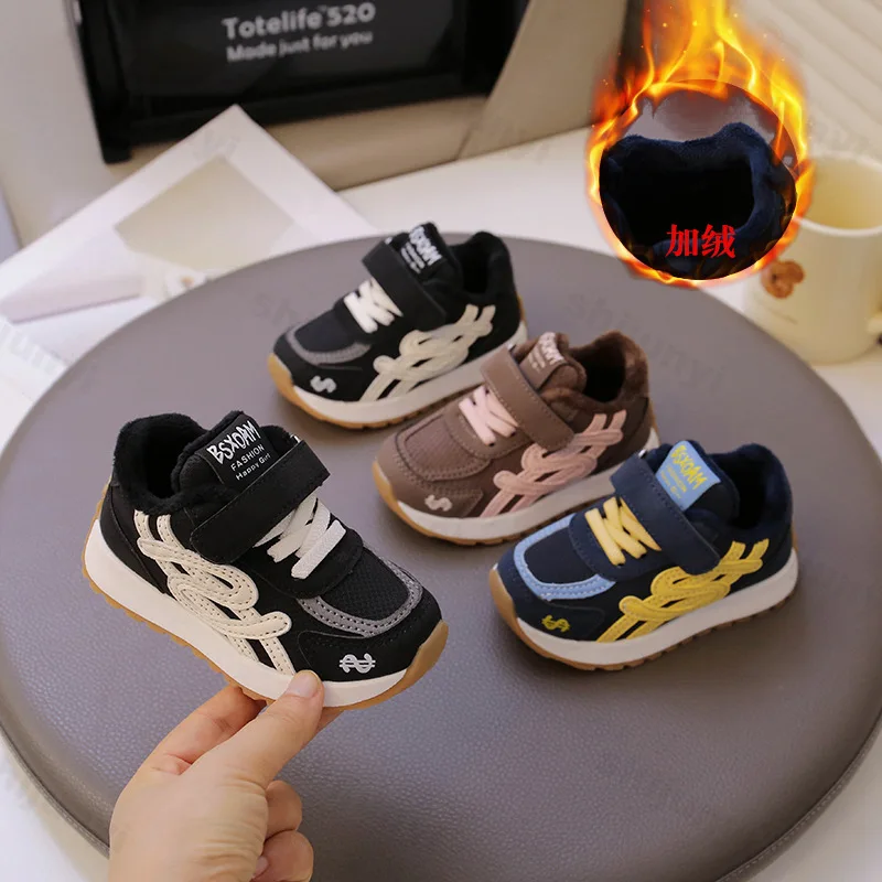 الأطفال أحذية قطنية غير رسمية 2025 الخريف الشتاء جديد بنين بنات أحذية رياضية الرجعية الاطفال عدم الانزلاق الدافئة أفخم طفل أحذية رياضية