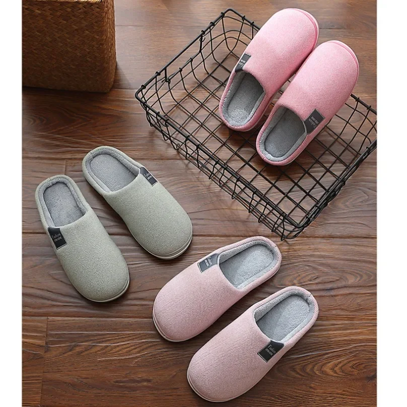 

House Slipper Women Fuzzy Winter Warm Fur Contton Plush Non Slip Grip Indoor Lazy Soft Female Thermal Floor Shoe Flat Male Men