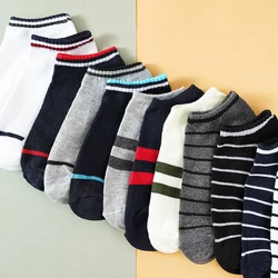 10 Pieces=5 Pairs/lot Men Socks Mesh Breathable Short Casual Cotton Summer Thin Section Cottonfashion Stripes Street Ankle Sock