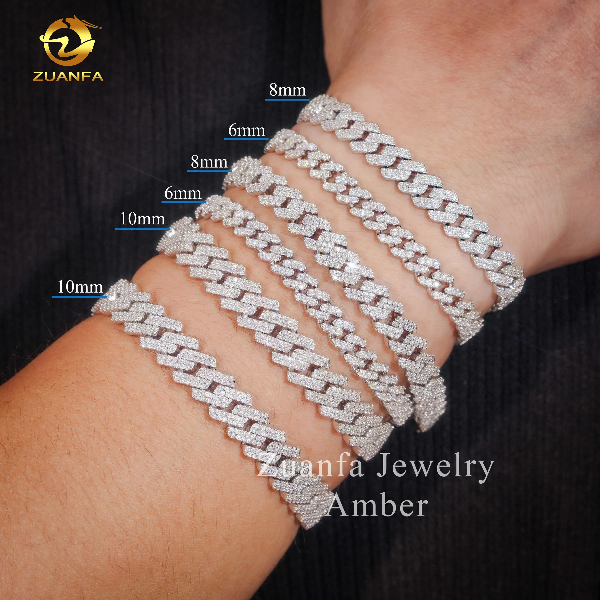 Sale Hot Fine Jewelry Lab Diamond S925 Sterling Silver Rhodium Plated Moissanite Bracelet Men Cuban Link Bracelet..