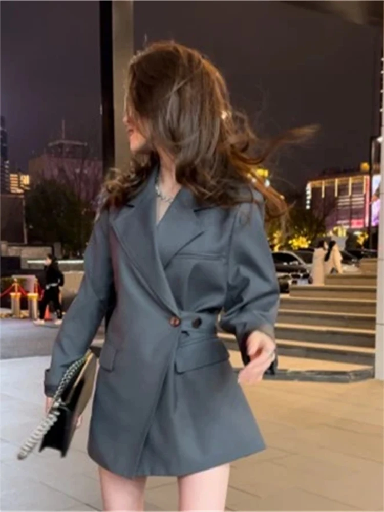 

Ele Long Sve Tailored Jaet Women's Slim Fit Midi Coat Spring Faionable Top Trendy Outerwear Casual Sle