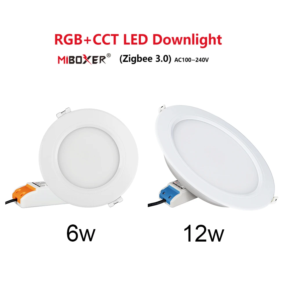 Miboxer Zigbee 3.0 RGB+CCT LED Downlight 6W FUT068Z 12W FUT066Z Round Panel Ceiling Light For Living Dining Room AC100-240V