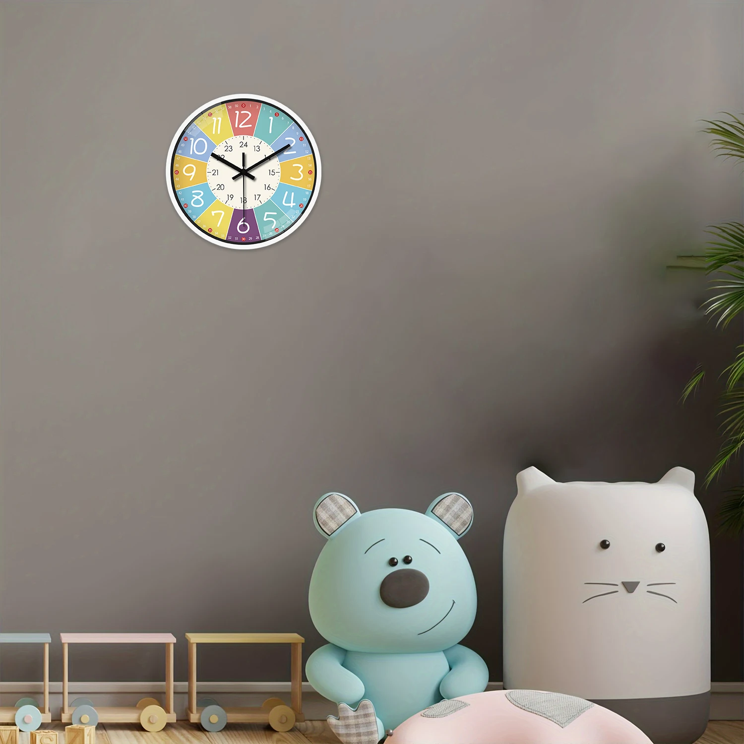 8 Inch Round Wall Clock Modern Design Silent Timepieces for Kids Sitting Room Bedroom Learning Clocks Decoration Accessories view 5