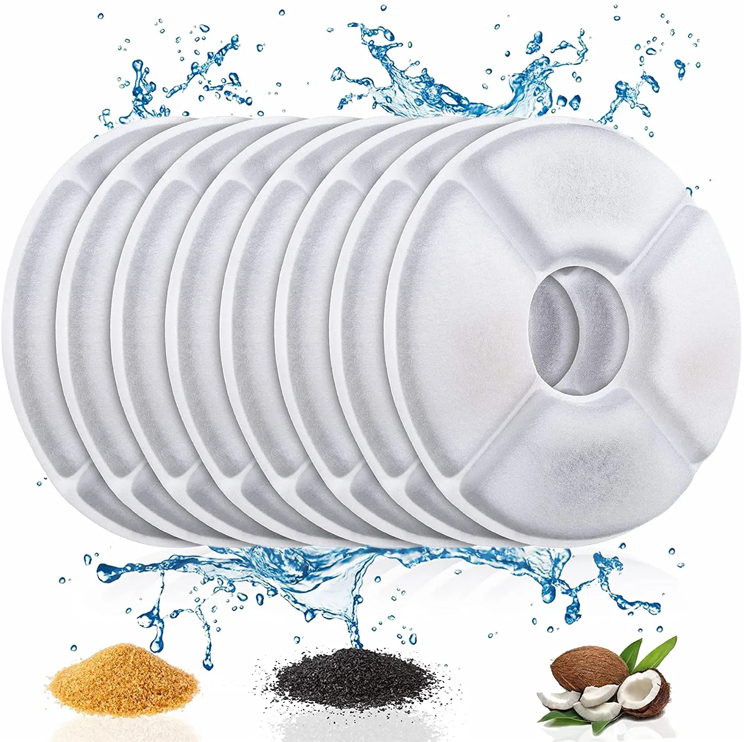Filtri di ricambio per fontana per animali domestici filtro per carbone attivo a molla per acqua potabile per fiori per gatti Dispenser per fontana rotonda per cani da compagnia