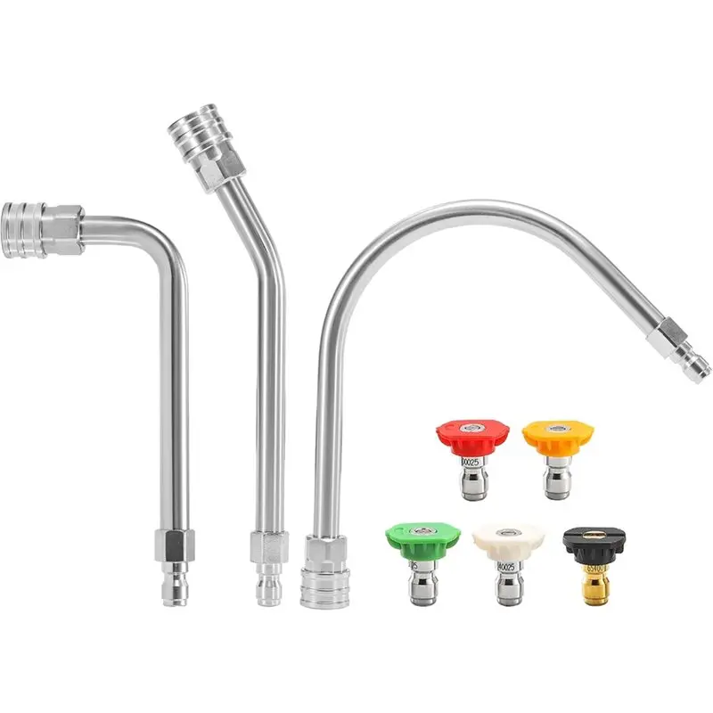 

MAKE-Pressure Washer Extension Wand- Gutter Cleaner Attachment Kit With 30°, 90°, 120° And 5 Nozzle Tips(1/4" Quick Connect)