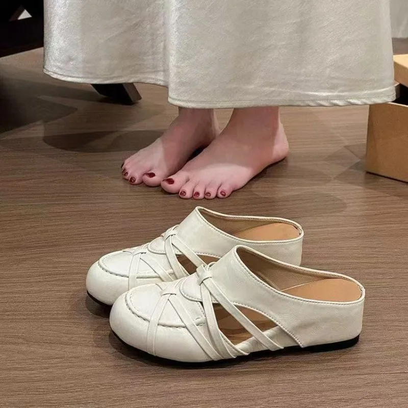 Hollow Toe Half Slippers for Women's Summer Wear, 2026 New Thick Soled and Internally Raised Cool Slippers