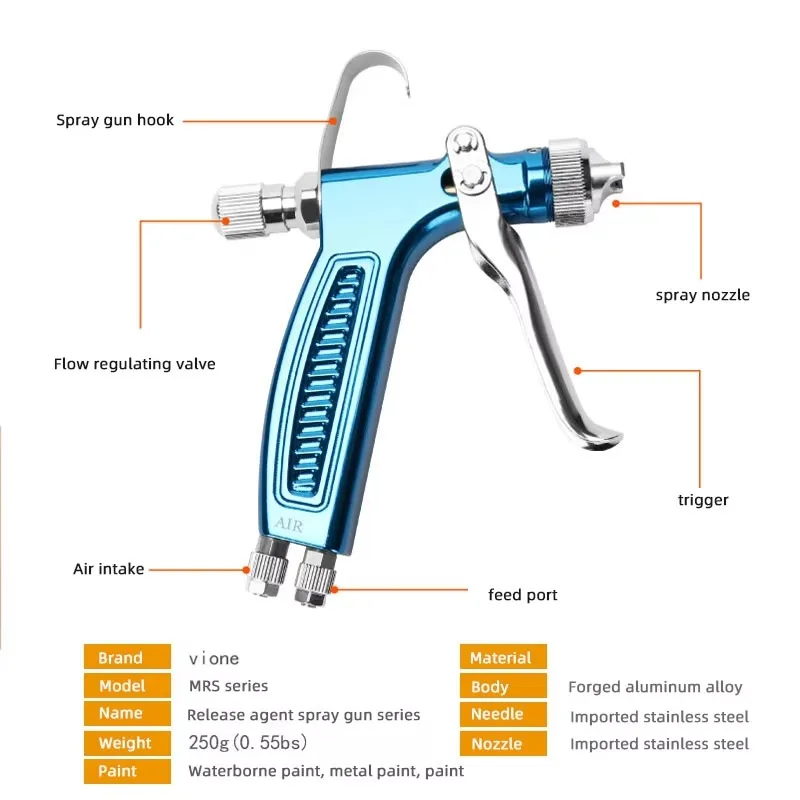 Manual Spray Gun for Mould Release Agent, Fan Pattern Nozzle, for Activator & Active Agent, Cubic Printing Water Transfer
