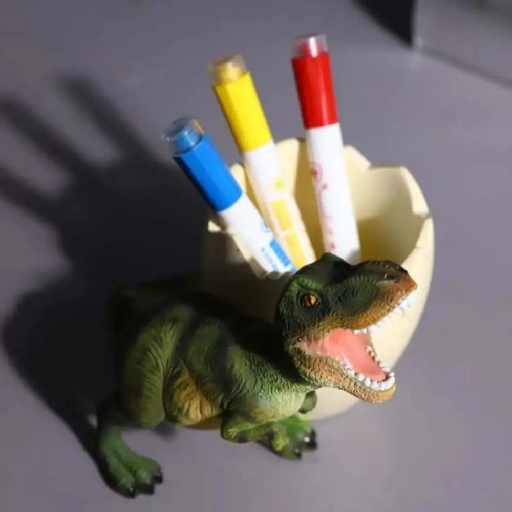 Egg Shape Dinosaur Egg Pencil Holder Stationery Large Capacity Tyrannosaurus Pen Holder Cartoon Resin Dinosaur Desk Organizers