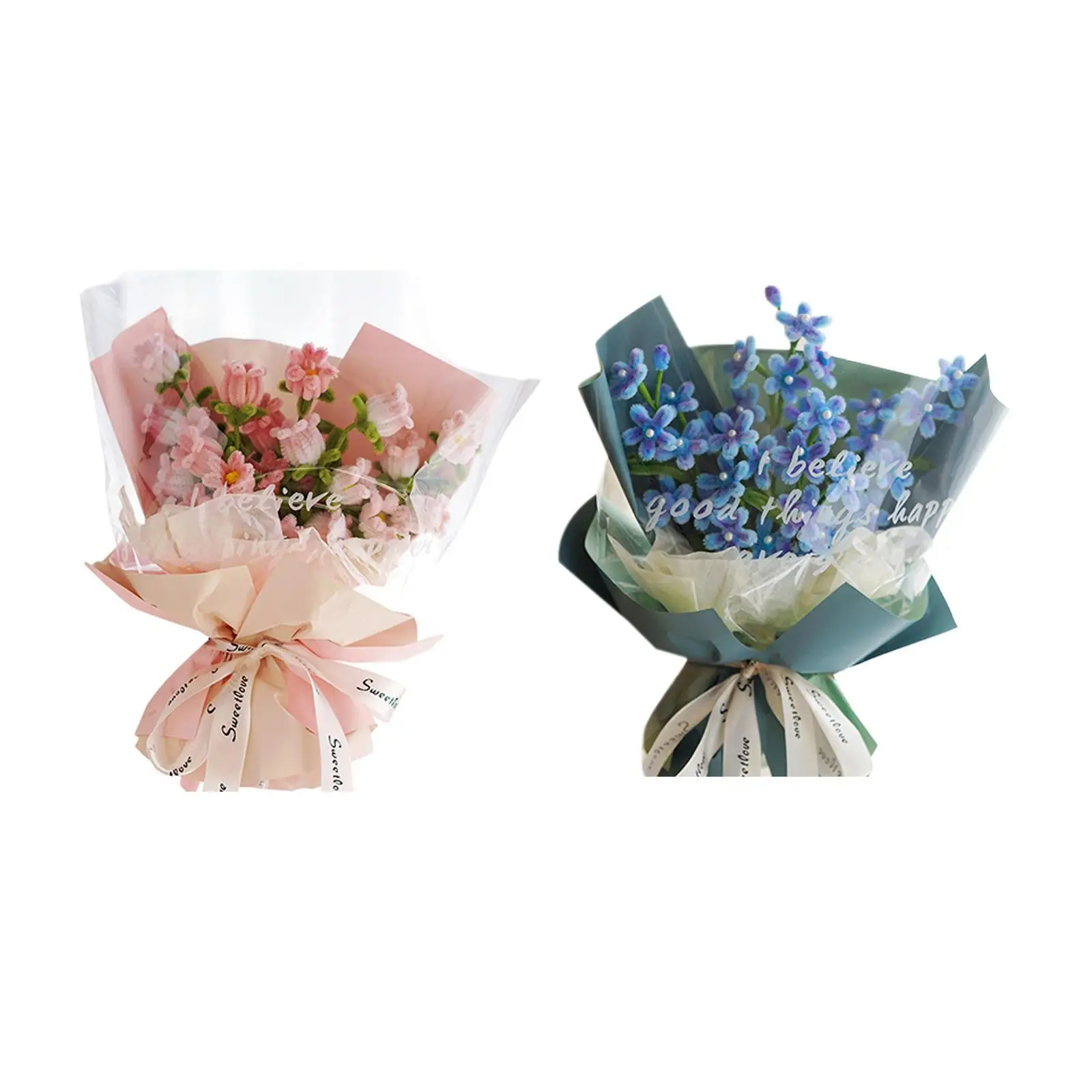 

DIY Simulation Crochet Flowers Bouquet Creative Gift Unfinished Material for Wedding Holiday Mother Day Anniversary Women
