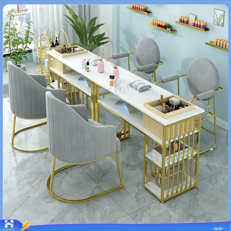 Japanese Manicure Table and Chair Set Double Layer with Drawer Socket Multi Function Nail Desk for Salon Home Beauty Station